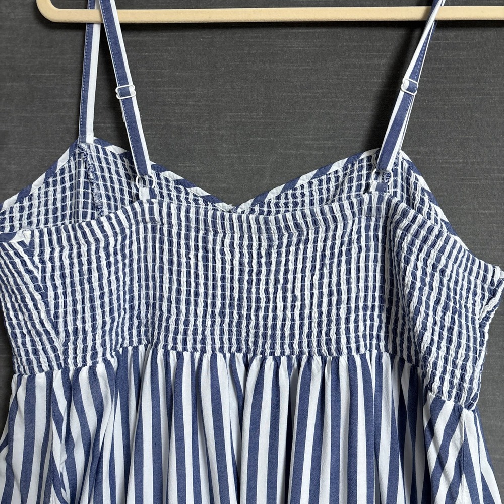 torrid Blue and White Stripe Smocked Midi Dress - Picture 6 of 10